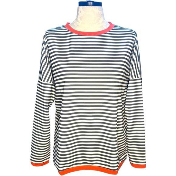 Exclusive Tops - Exclusive T Shirt Women’s Multicolor Striped Long Sleeve Stretch Knit Top XL